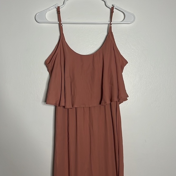Show me your MUMU Caitlin Ruffle Women’s Maxi Length Peach Dress Size X-Small - Picture 3 of 8